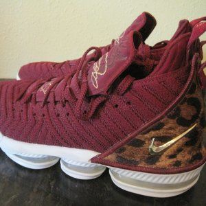Custom Nike LeBron's Basketball Shoes - Women's 9.5 - cheetah print and burgundy